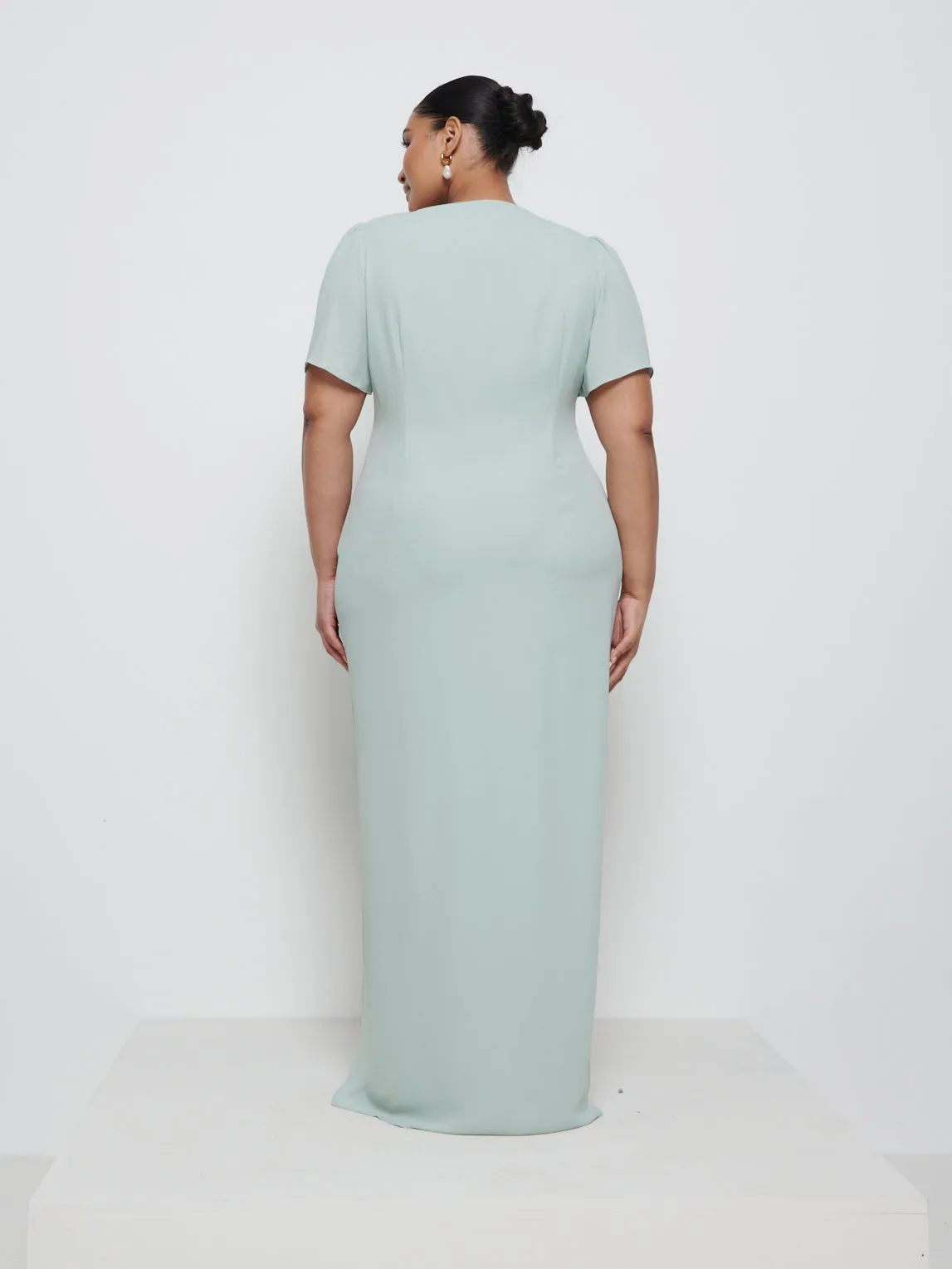 Edie Chiffon Maxi Bridesmaid Dress Curve - Sage sold by Pretty Lavish product image thumbnail 2