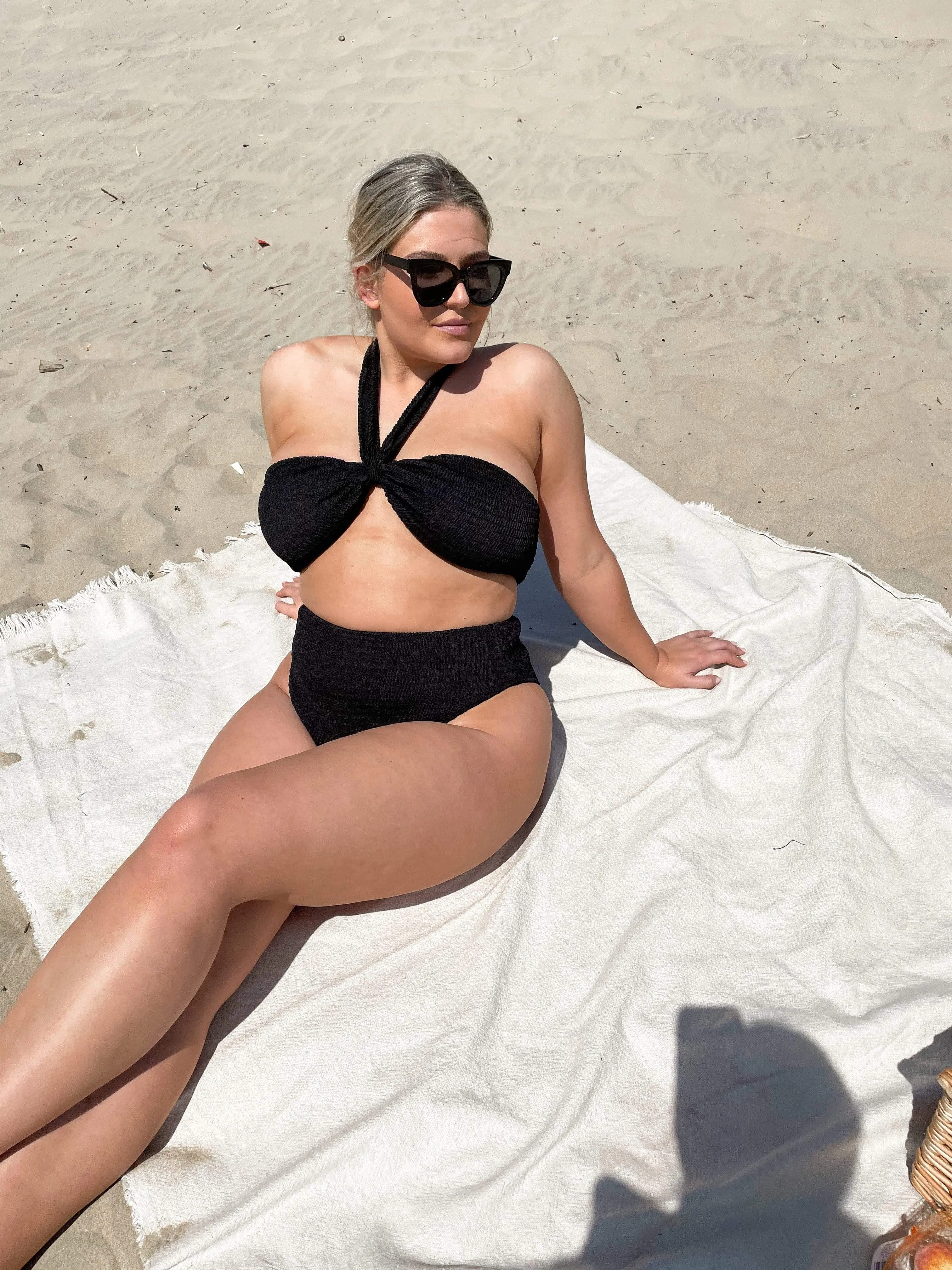 Palma Smocked Tie Bikini Top - Black sold by Pretty Lavish product image thumbnail 3