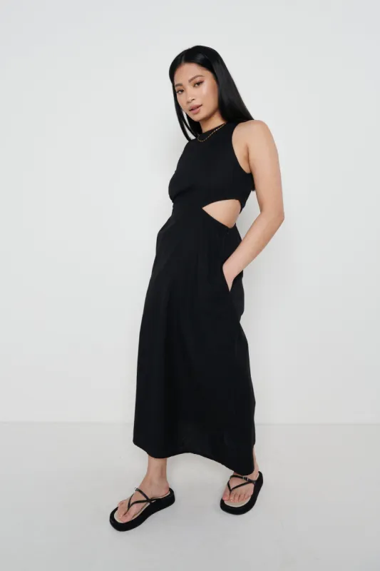Pascale Cut Out Midaxi Dress - Black sold by Pretty Lavish