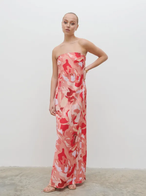 Heather Bandeau Maxi Dress - Abstract Multi Floral sold by Pretty Lavish