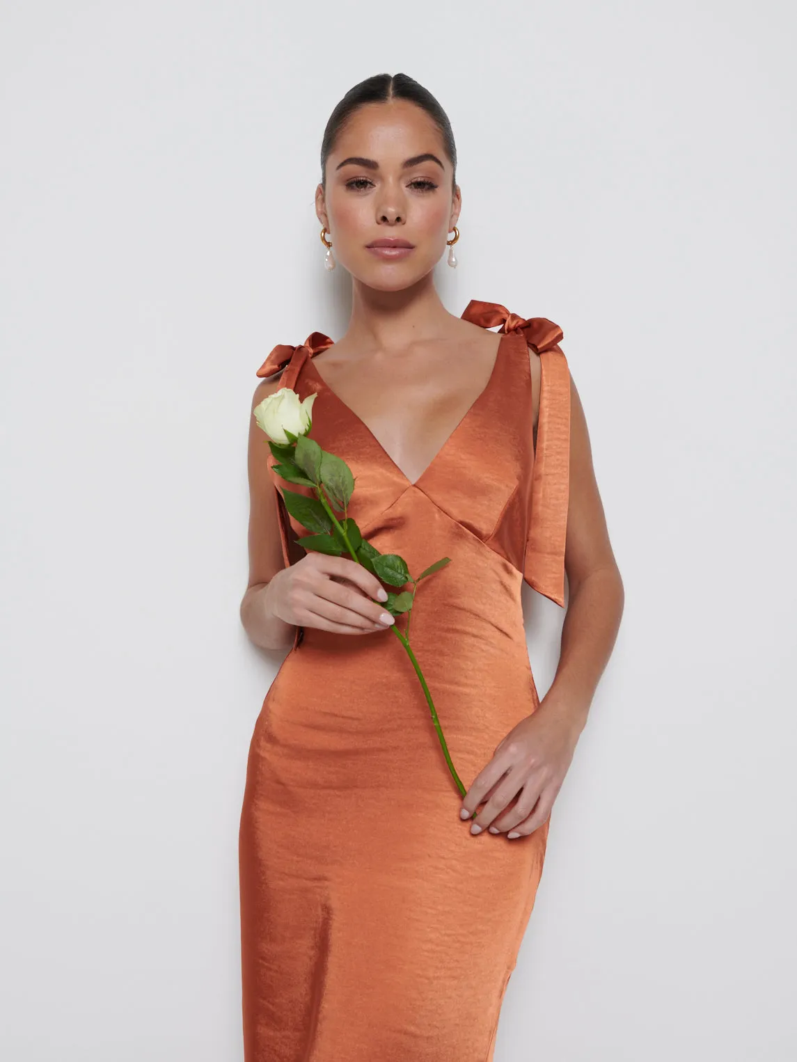 Piper Tie Maxi Bridesmaid Dress - Copper sold by Pretty Lavish product image thumbnail 2