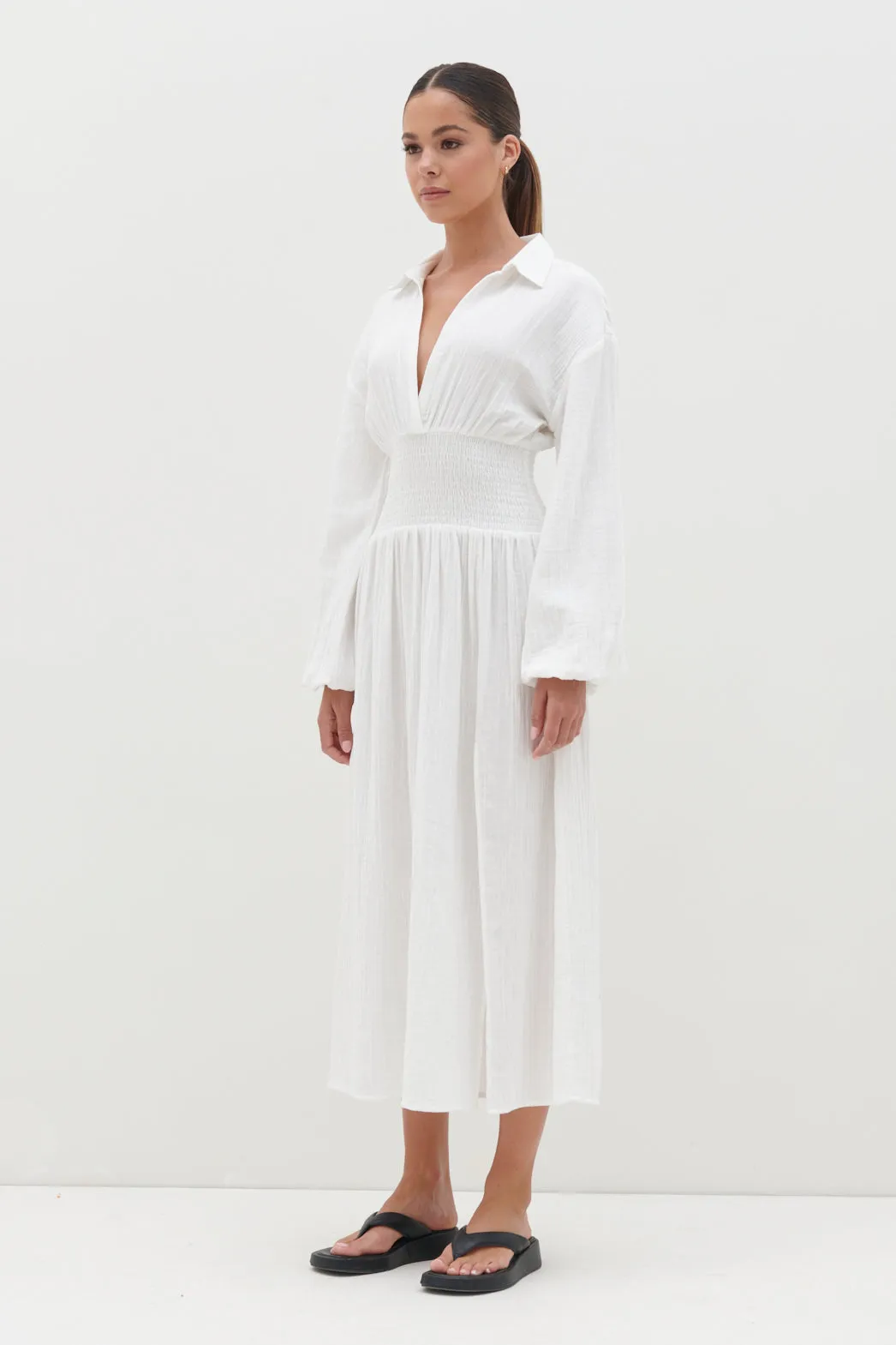 Loretta Shirred Midaxi Dress - White sold by Pretty Lavish product image thumbnail 5