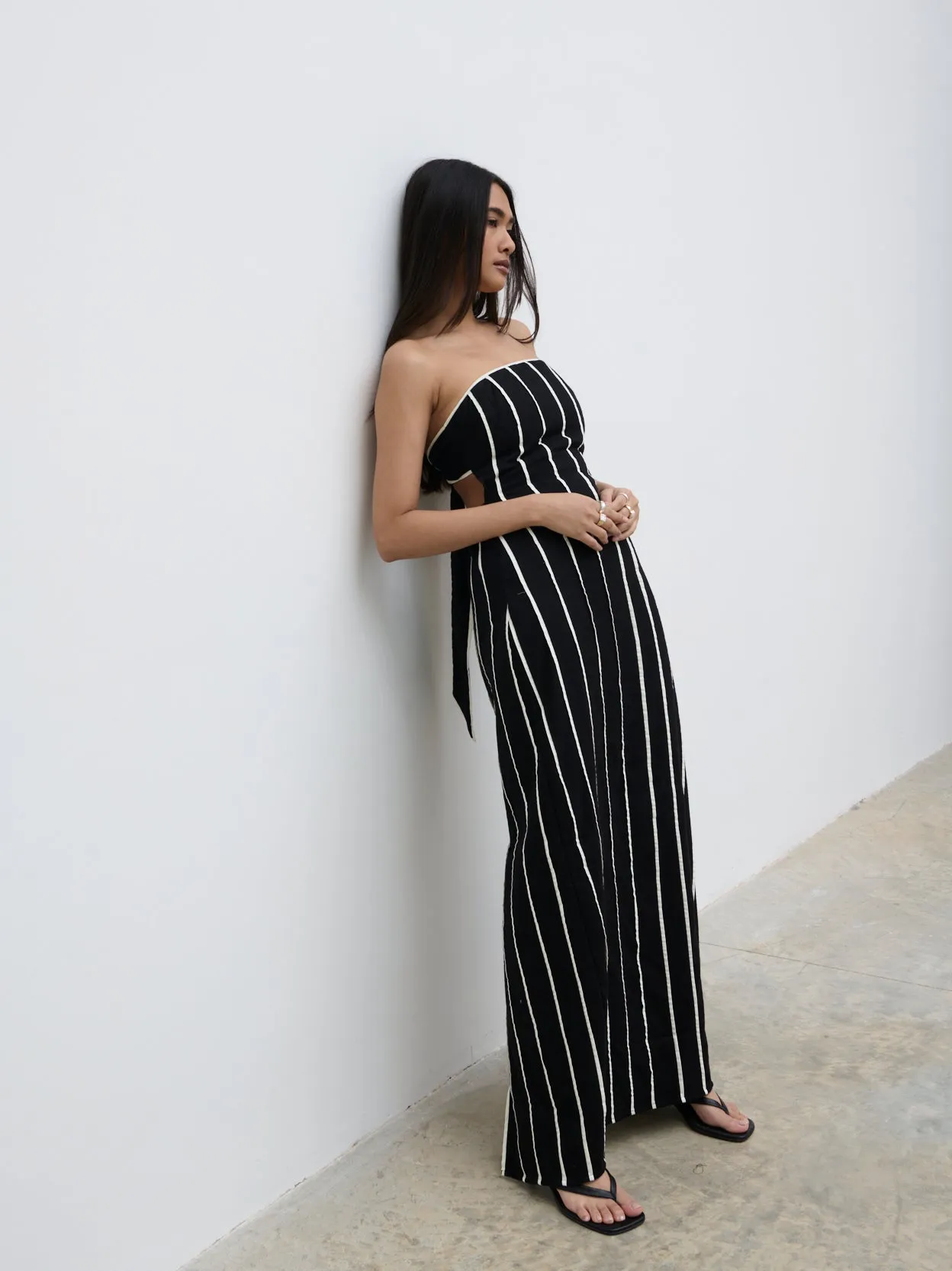 Penny Striped Bandeau Dress - Black and Cream sold by Pretty Lavish product image thumbnail 4