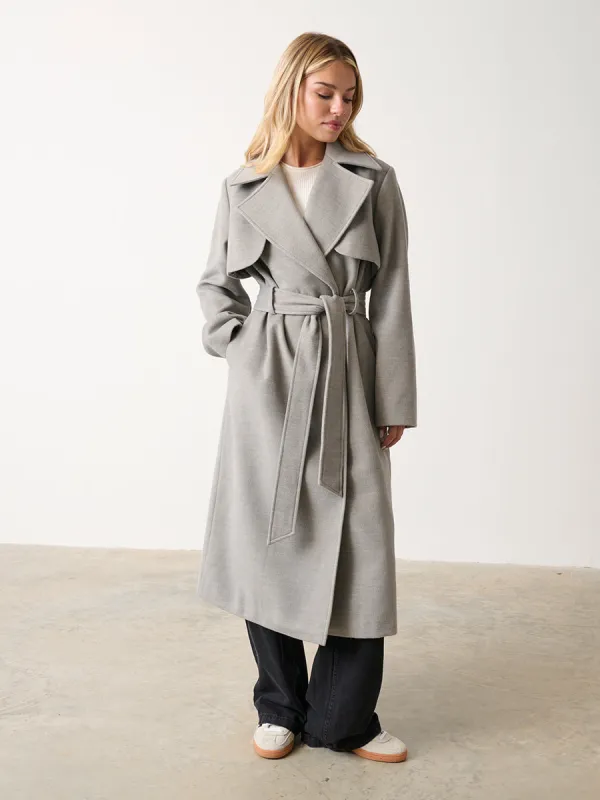 Logan Felted Trench - Grey sold by Pretty Lavish