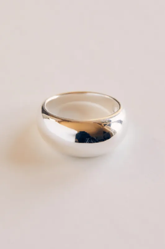 Renne Thick Band Ring - Recycled Silver sold by Pretty Lavish