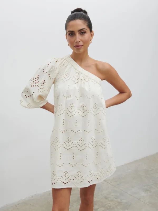 Fawn Broderie Mini Dress - Natural sold by Pretty Lavish