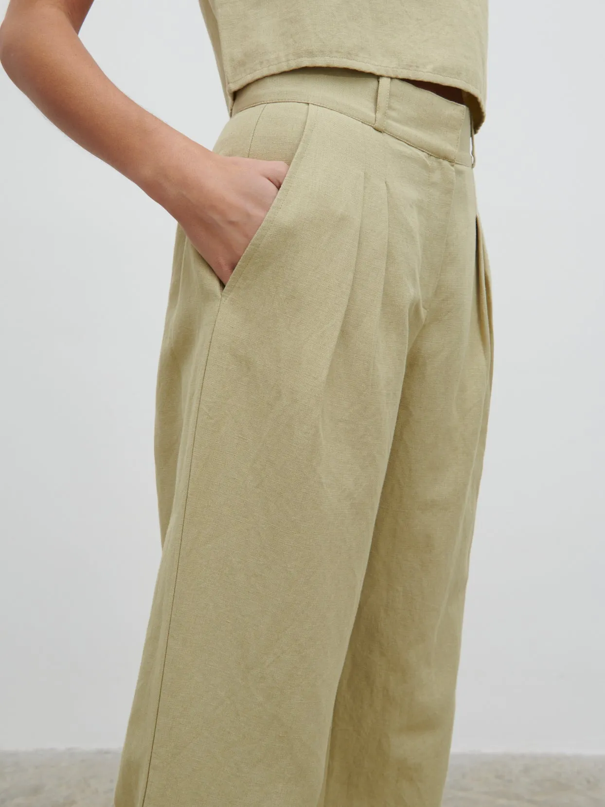 Bryony Linen Trousers - Olive sold by Pretty Lavish product image thumbnail 2