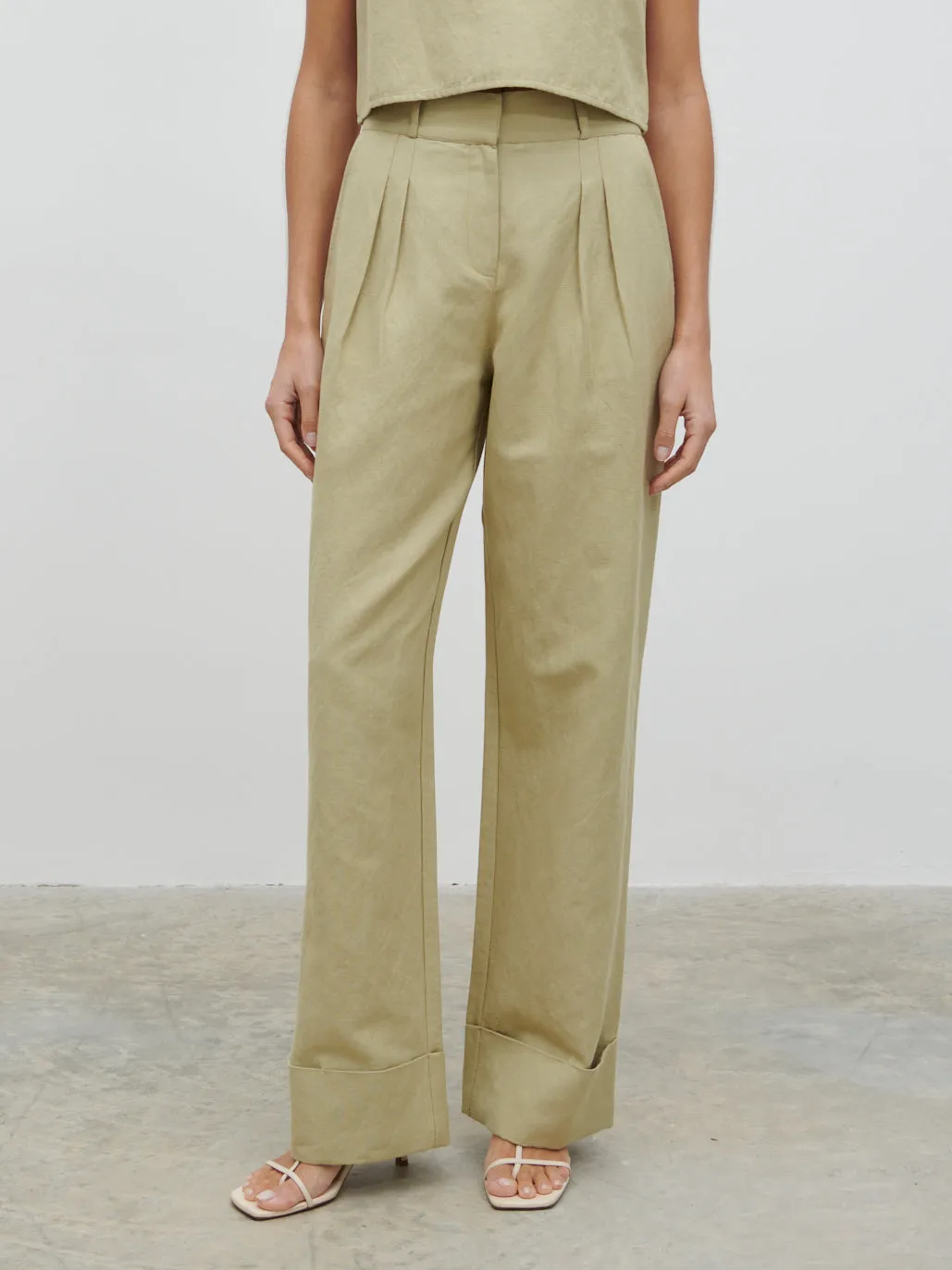 Bryony Linen Trousers - Olive sold by Pretty Lavish product image thumbnail 4
