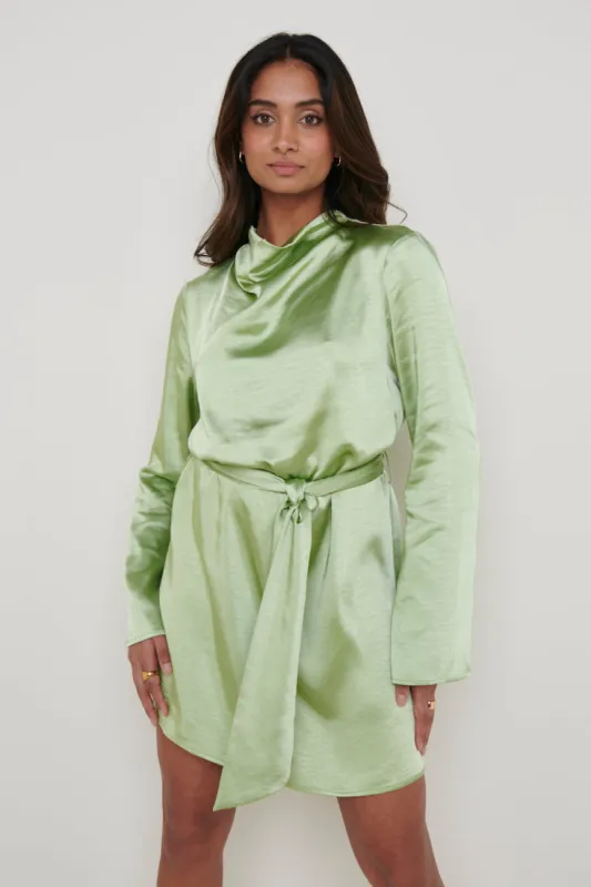 Jayda Cowl Neck Dress - Soft Olive sold by Pretty Lavish