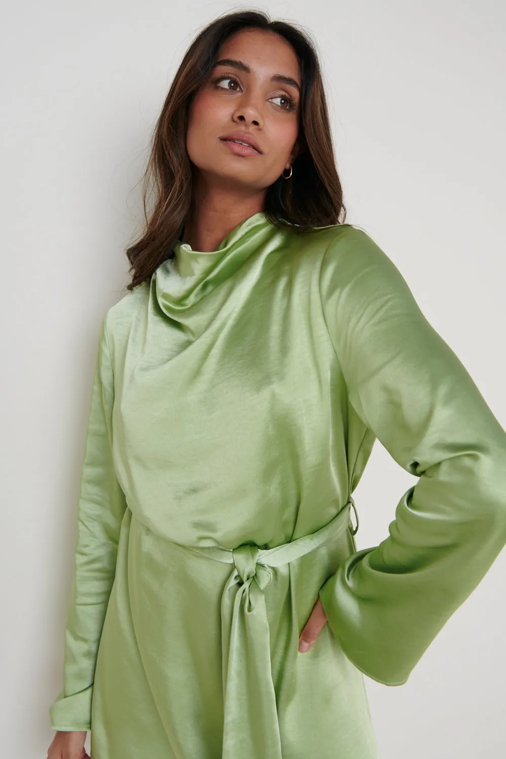 Jayda Cowl Neck Dress - Soft Olive sold by Pretty Lavish product image thumbnail 4