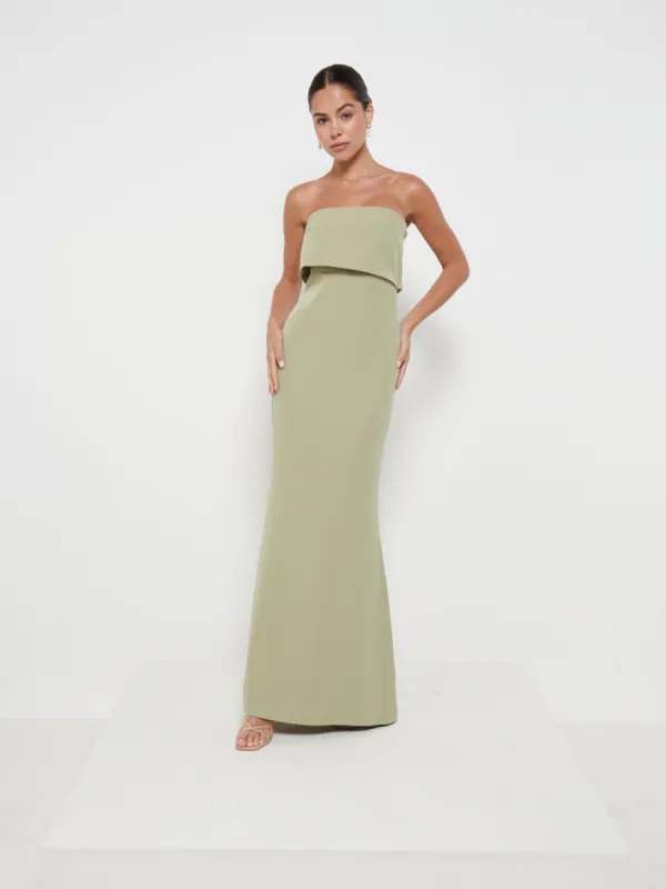 Julia Crepe Maxi Bridesmaid Dress - Olive sold by Pretty Lavish