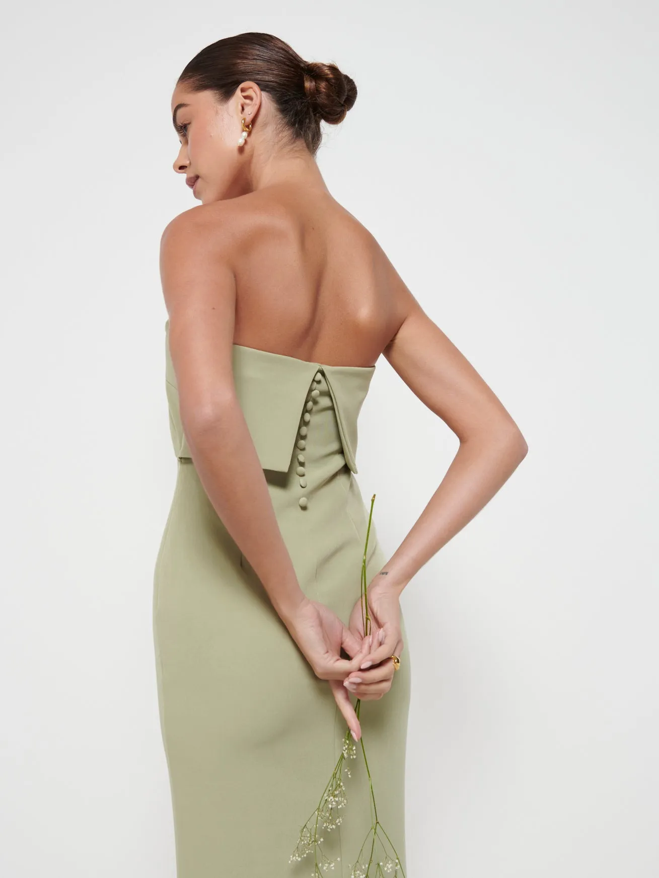 Julia Crepe Maxi Bridesmaid Dress - Olive | Parallel