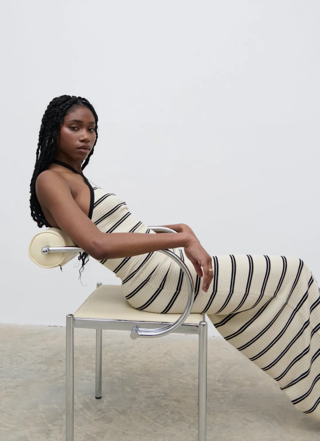 Octavia Contrast Stripe Knit Maxi Dress - Cream sold by Pretty Lavish product image thumbnail 3