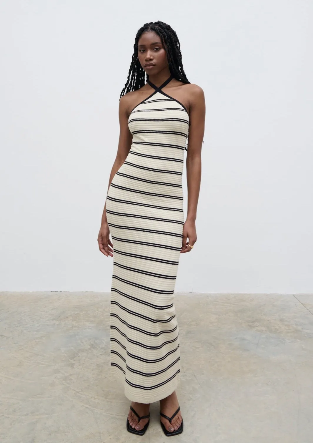 Octavia Contrast Stripe Knit Maxi Dress - Cream sold by Pretty Lavish product image thumbnail 2