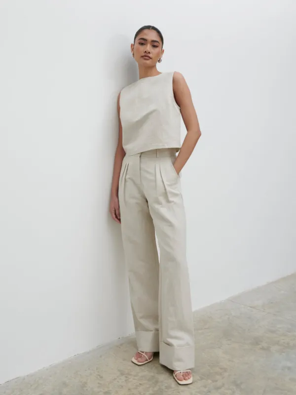 Bryony Linen Trousers - Natural sold by Pretty Lavish