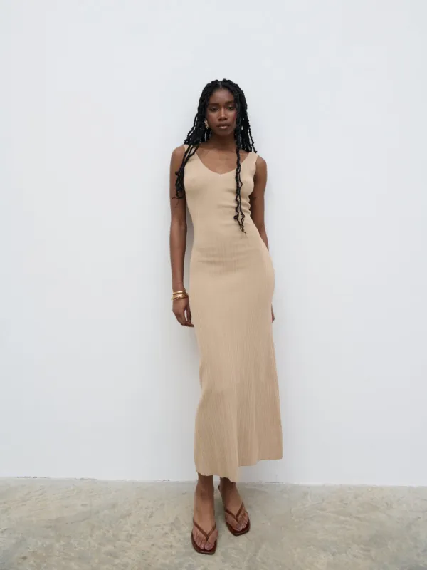Eliza A-Line Dress - Beige sold by Pretty Lavish