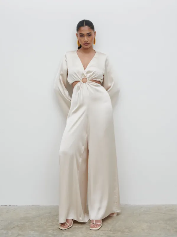 Tropez Cut Out Ring Jumpsuit - Ivory sold by Pretty Lavish