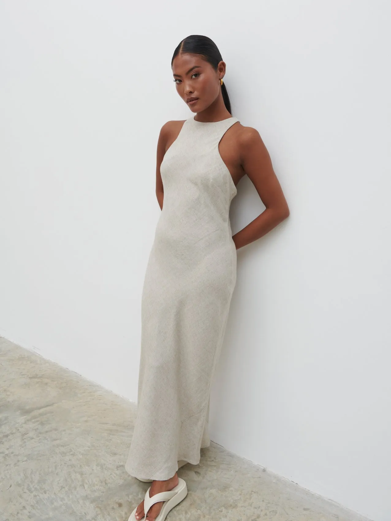 Nicole Racer Midaxi Dress - Beige sold by Pretty Lavish