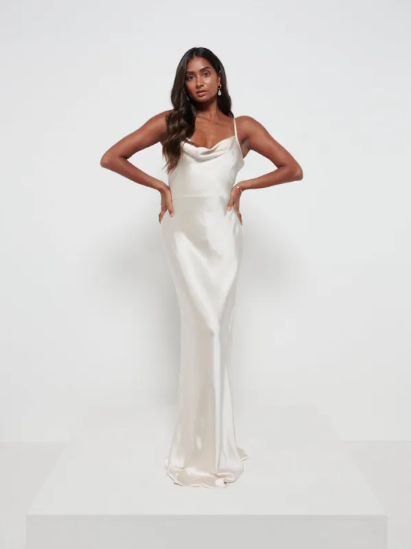 Keisha Maxi Bridesmaid Dress - Matte Champagne sold by Pretty Lavish
