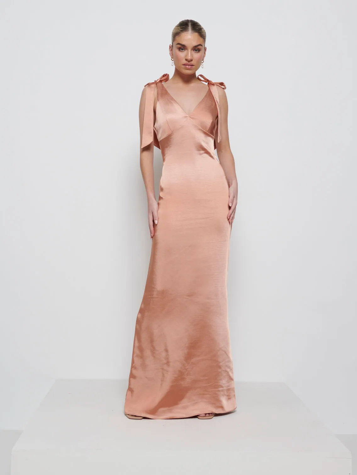 Piper Tie Maxi Bridesmaid Dress - Cinnamon sold by Pretty Lavish product image thumbnail 4