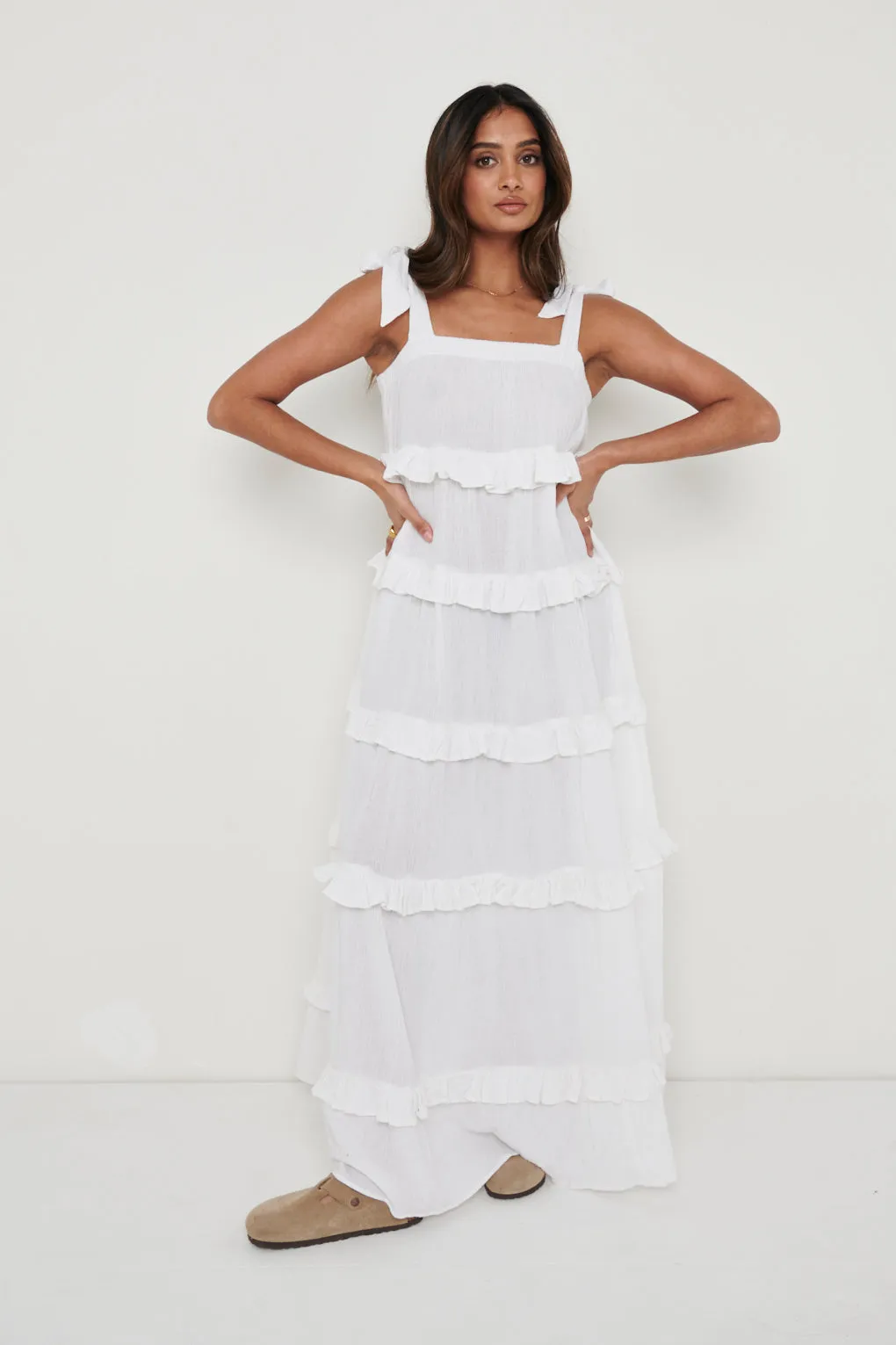 Rosetta Ruffle Midi Dress - White sold by Pretty Lavish product image thumbnail 4