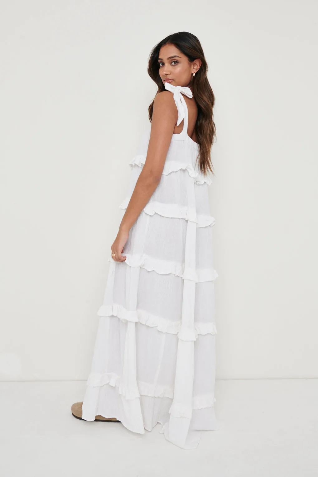 Rosetta Ruffle Midi Dress - White sold by Pretty Lavish product image thumbnail 5