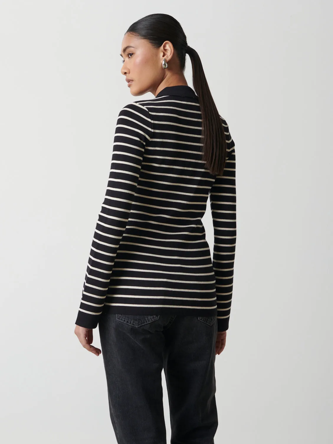 Avery Striped Zip Knit Top - Black and Cream sold by Pretty Lavish product image thumbnail 3