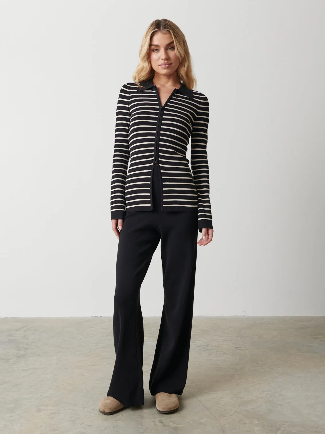 Avery Striped Zip Knit Top - Black and Cream sold by Pretty Lavish product image thumbnail 4