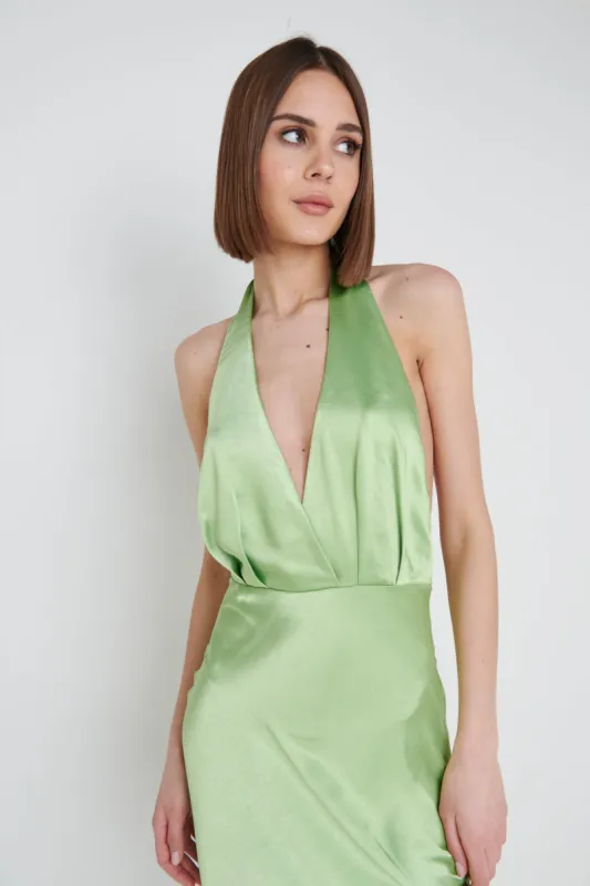 Luann Halterneck Midaxi Dress - Nocellara Green sold by Pretty Lavish