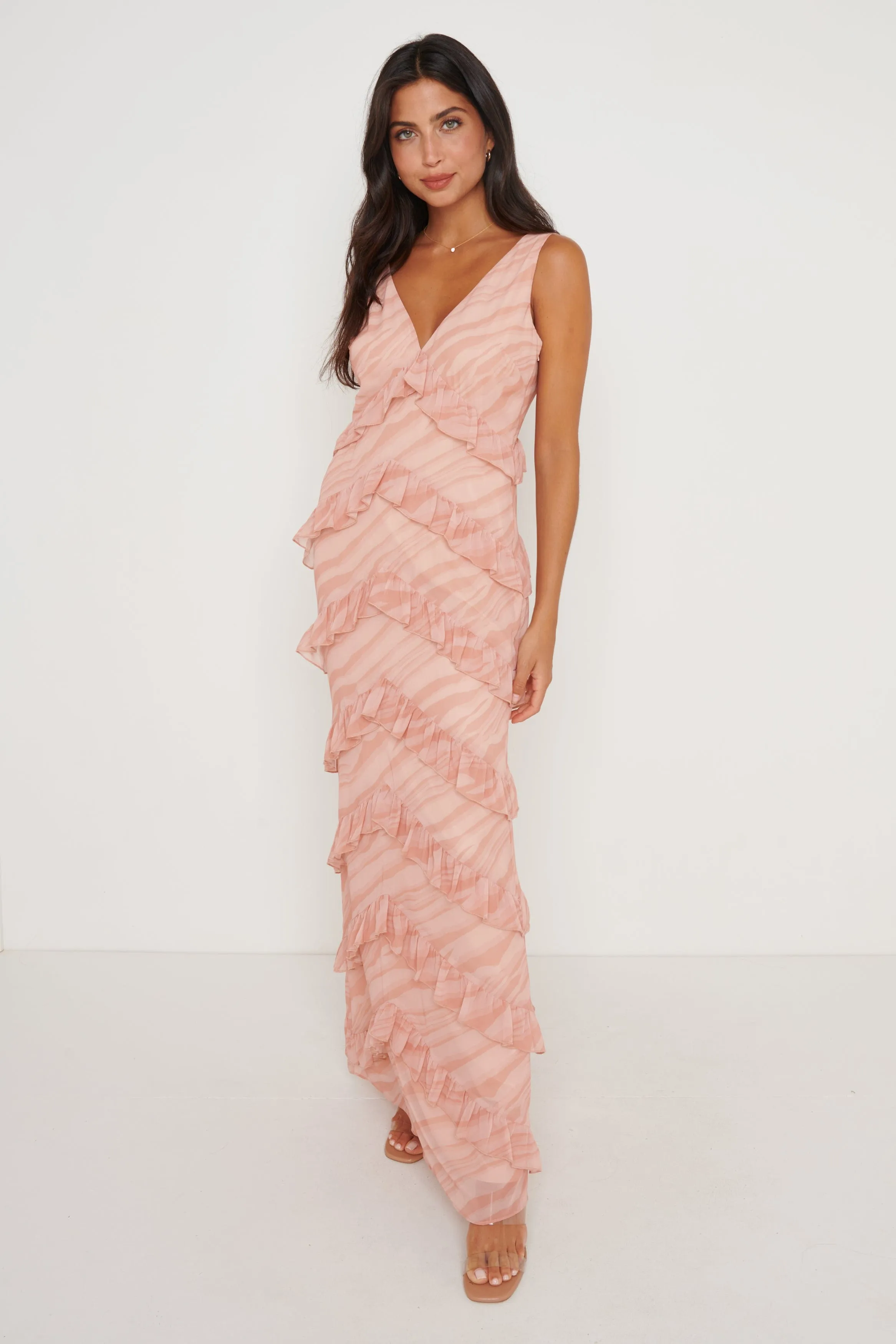 Piper Ruffle Maxi Dress - Terracotta sold by Pretty Lavish