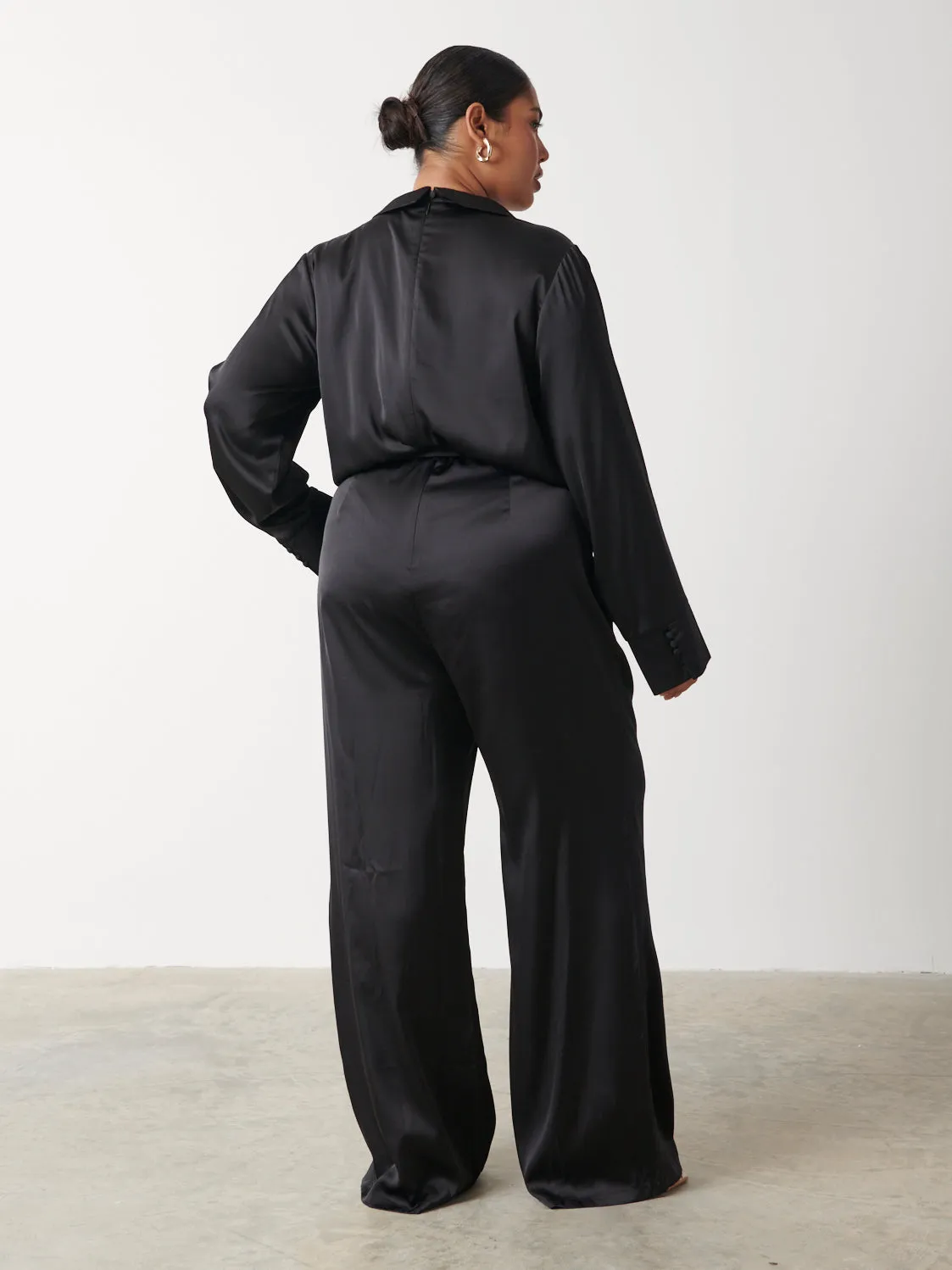 Carmen Satin Jumpsuit Curve - Black sold by Pretty Lavish product image thumbnail 4