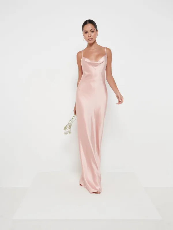 Keisha Maxi Bridesmaid Dress - Matte Blush sold by Pretty Lavish
