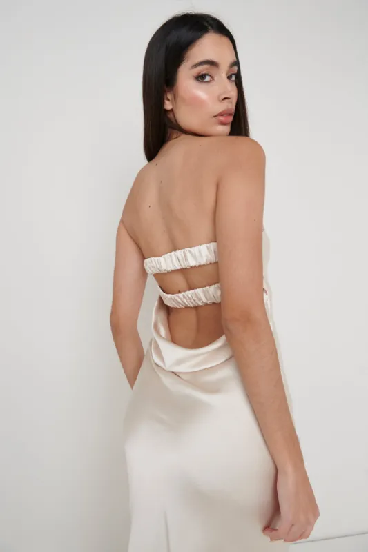Heather Bandeau Dress - Oyster sold by Pretty Lavish