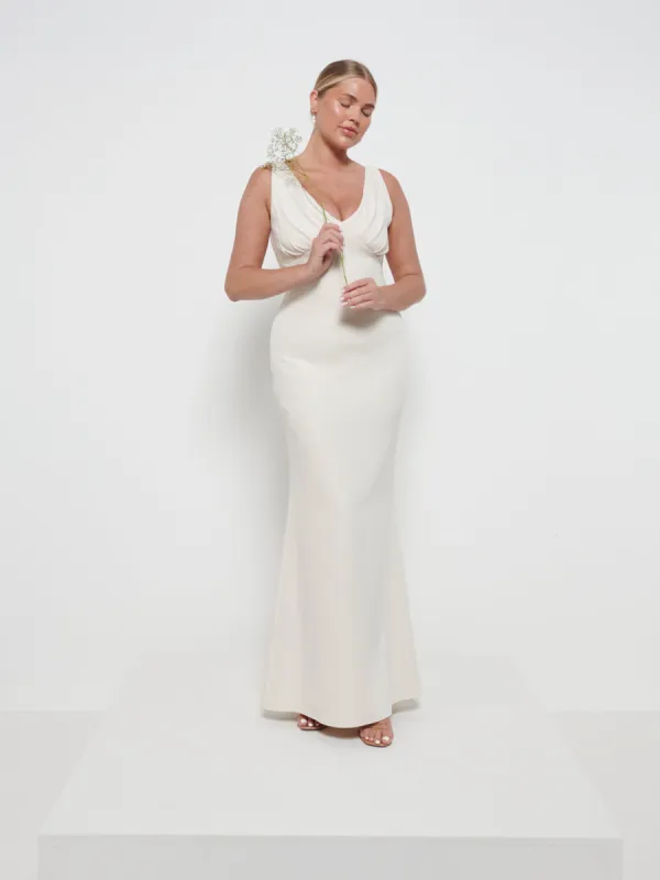 Esmee Crepe Maxi Bridesmaid Dress - Champagne sold by Pretty Lavish
