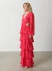 Ashton Cut Out Maxi Dress - Pink and Red Watercolour sold by Pretty Lavish