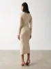 Lennox Buttoned Knit Midaxi Dress - Ecru sold by Pretty Lavish