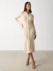 Lennox Buttoned Knit Midaxi Dress - Ecru sold by Pretty Lavish