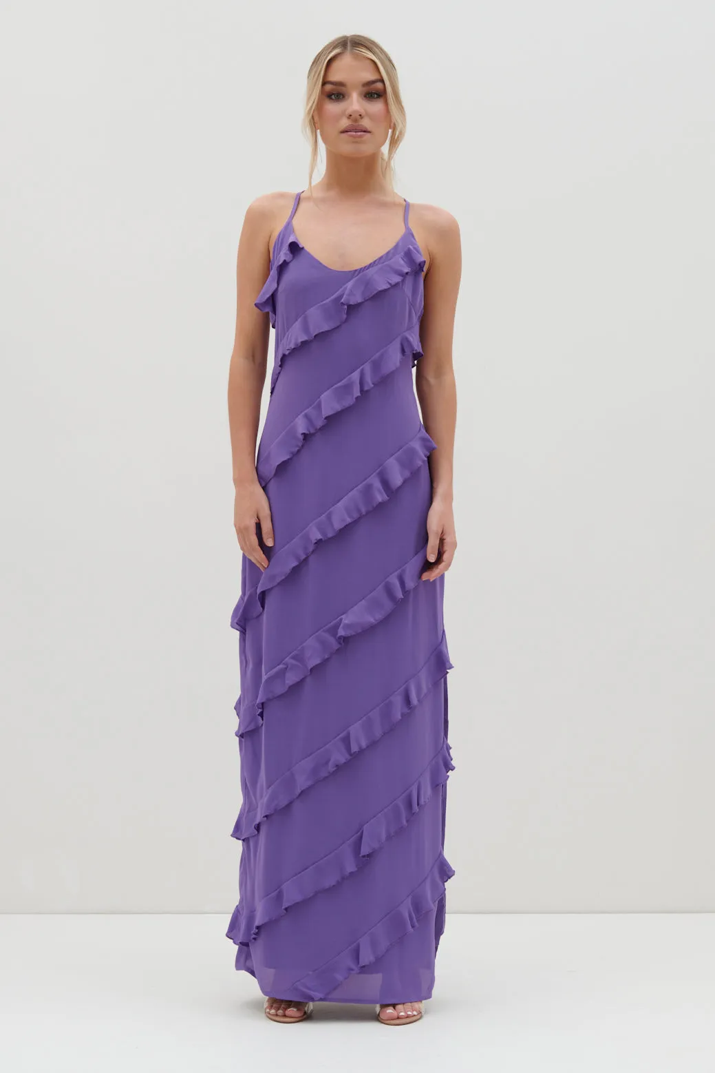 Harper Ruffle Maxi Dress - Iris sold by Pretty Lavish product image thumbnail 5