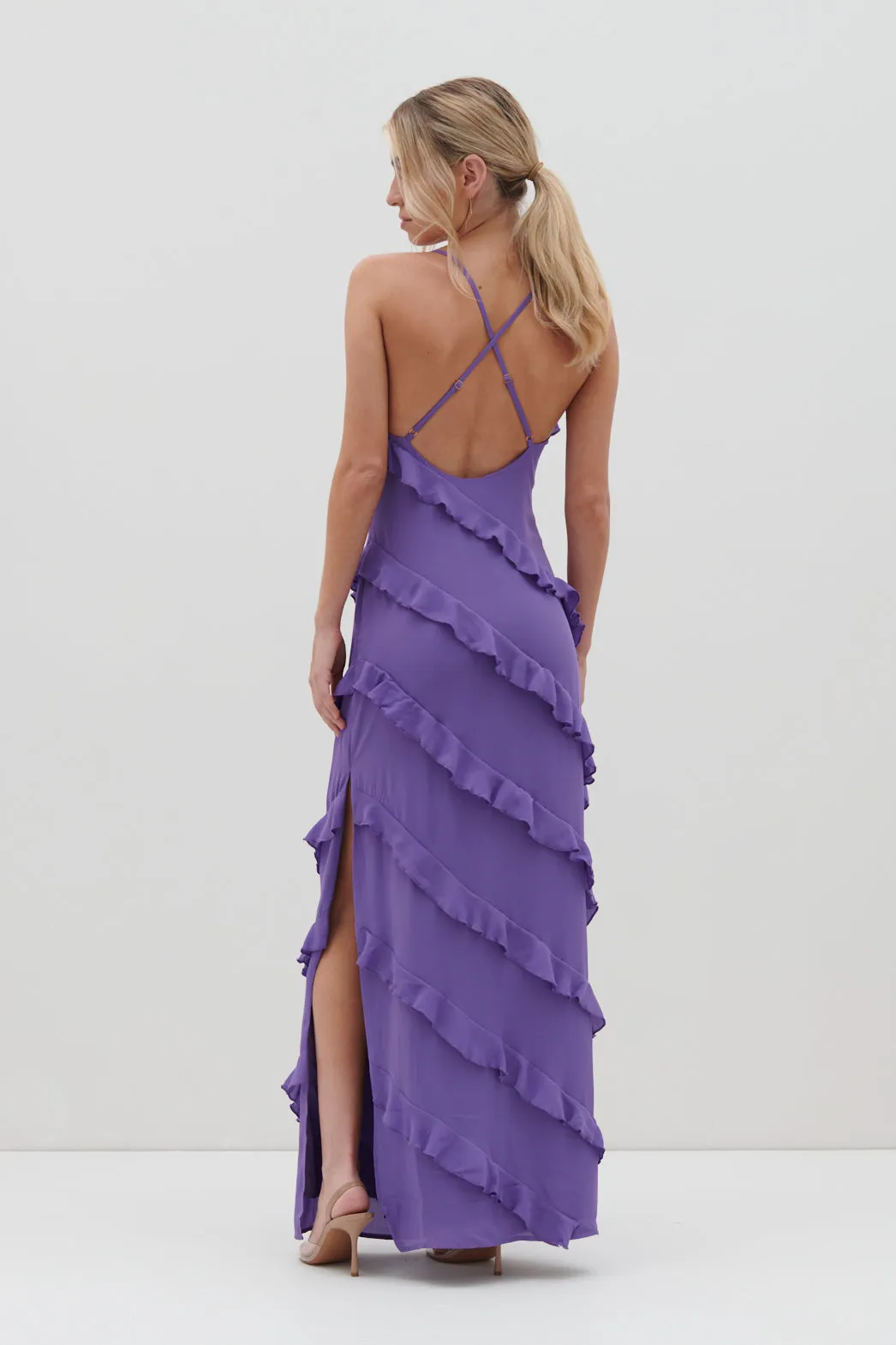 Harper Ruffle Maxi Dress - Iris sold by Pretty Lavish
