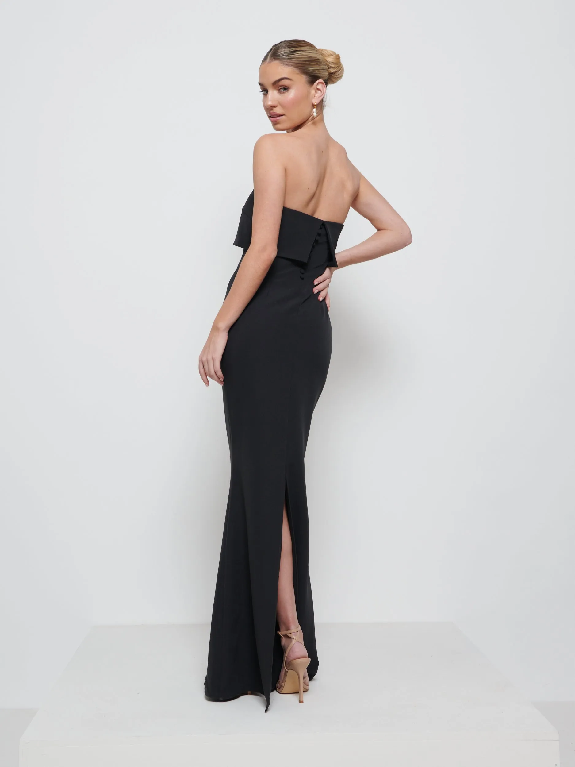 Julia Crepe Maxi Bridesmaid Dress - Black sold by Pretty Lavish product image thumbnail 3