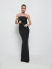 Julia Crepe Maxi Bridesmaid Dress - Black sold by Pretty Lavish