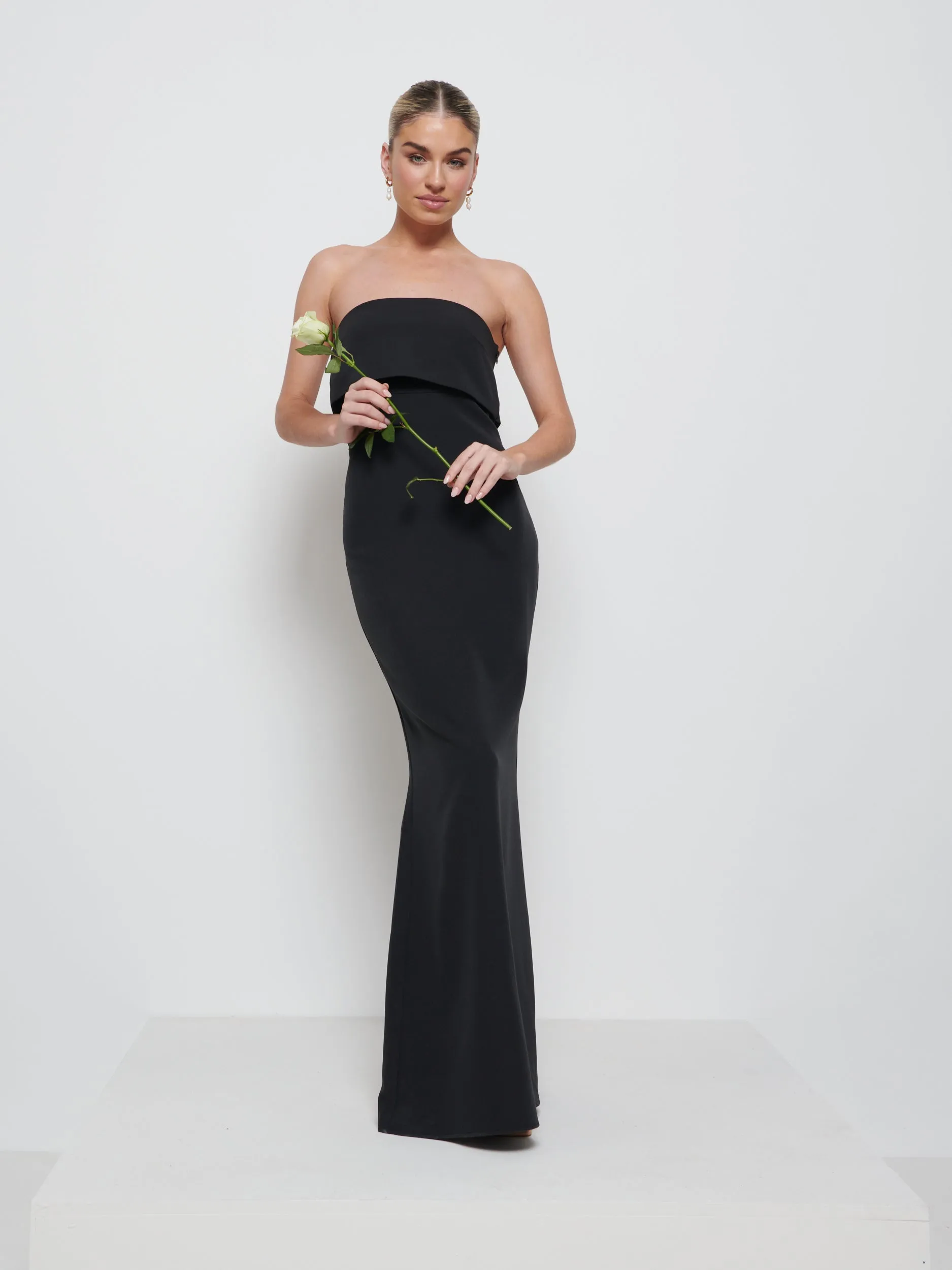 Julia Crepe Maxi Bridesmaid Dress - Black sold by Pretty Lavish product image thumbnail 4