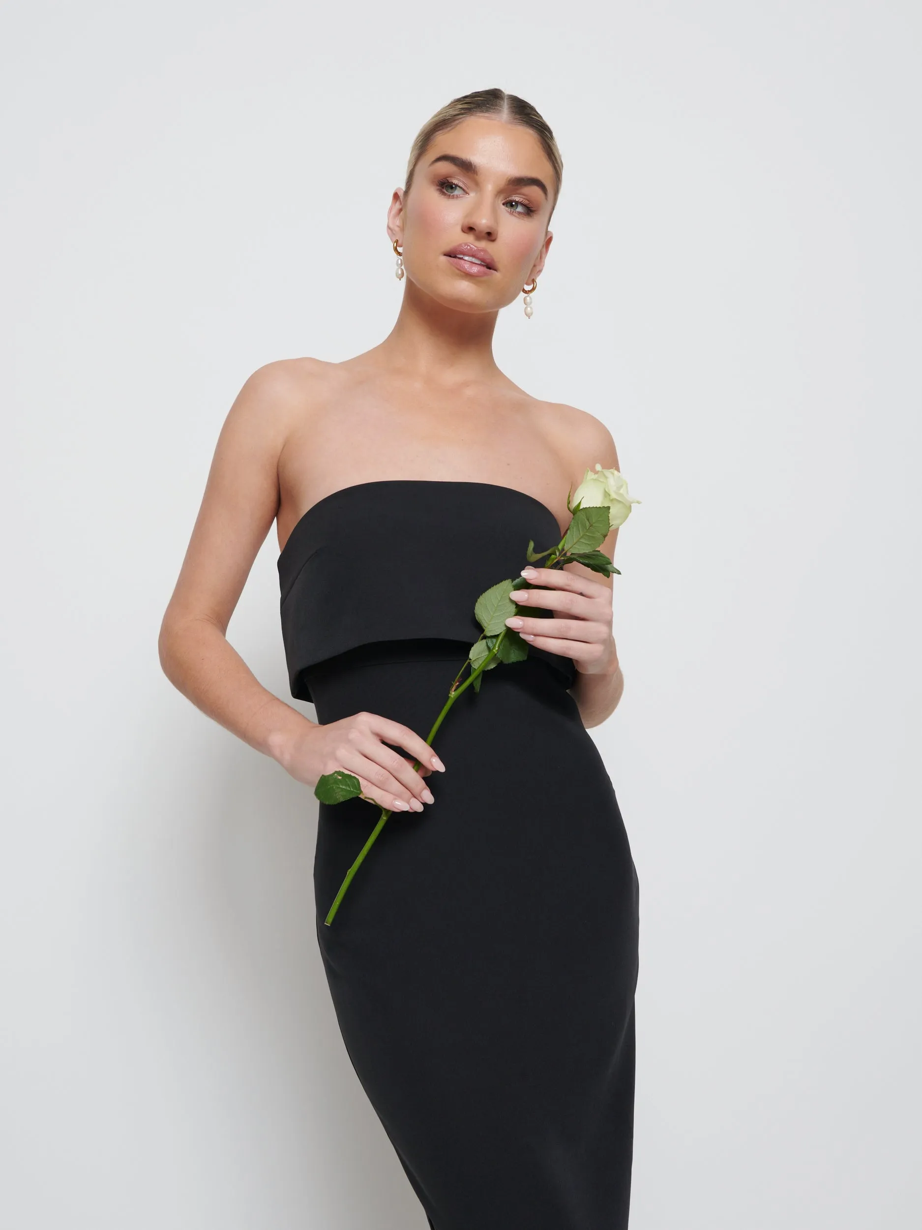 Julia Crepe Maxi Bridesmaid Dress - Black sold by Pretty Lavish product image thumbnail 2