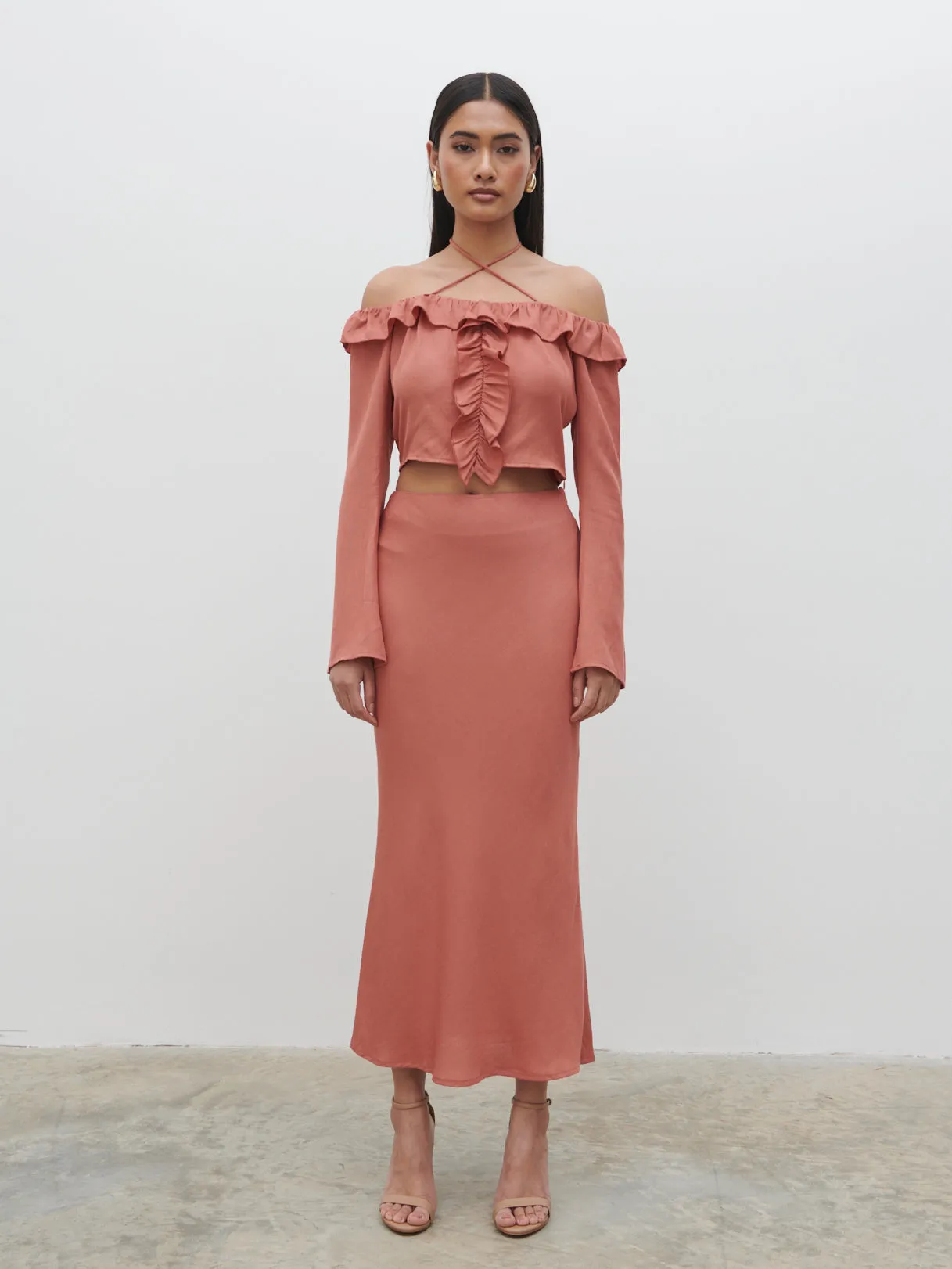 Tiffany Midaxi Skirt - Terracotta sold by Pretty Lavish