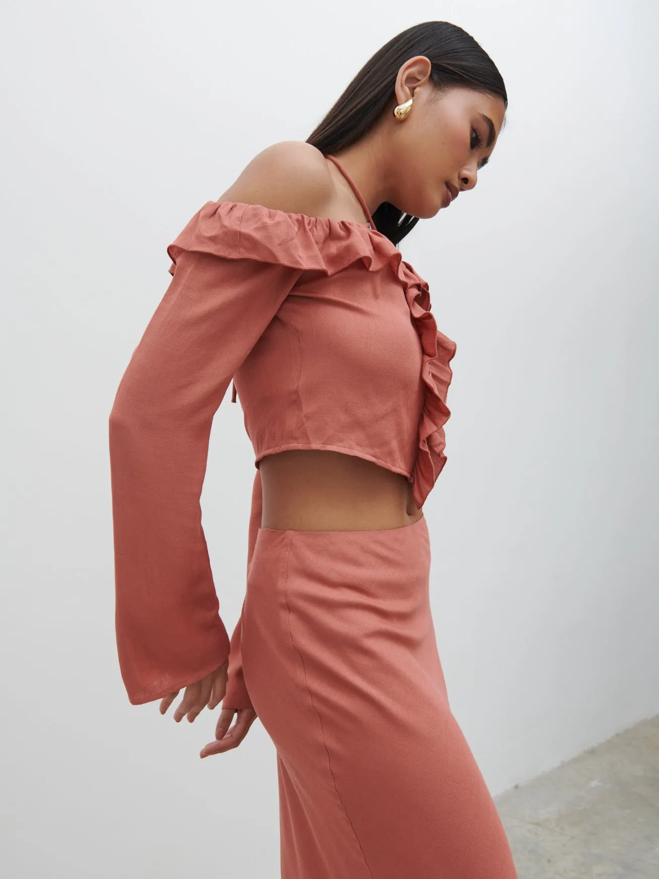 Tiffany Midaxi Skirt - Terracotta sold by Pretty Lavish product image thumbnail 3