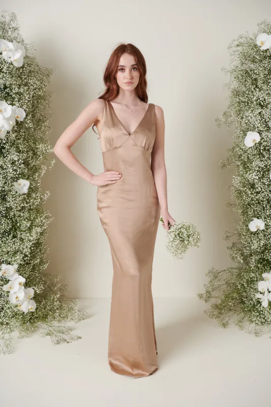 Esmee Maxi Bridesmaid Dress - Matte Mocha sold by Pretty Lavish