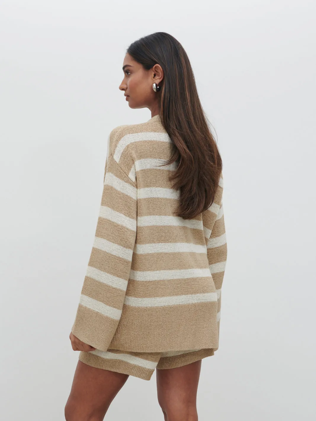 Dakota Stripe Knit Jumper - Oatmeal and Cream sold by Pretty Lavish product image thumbnail 3