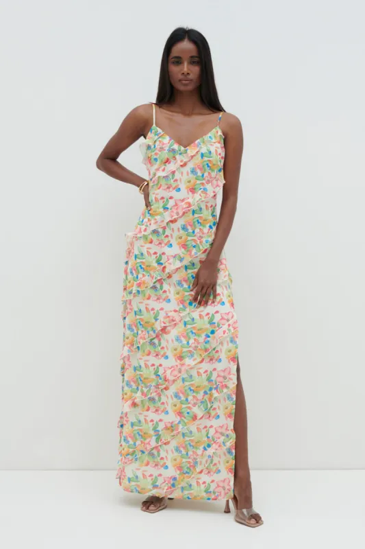 Nadine Ruffle Maxi Dress - Tropical Floral sold by Pretty Lavish