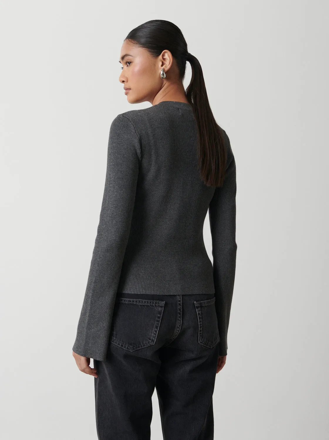 Lacey Button Down Top - Charcoal Grey sold by Pretty Lavish product image thumbnail 2