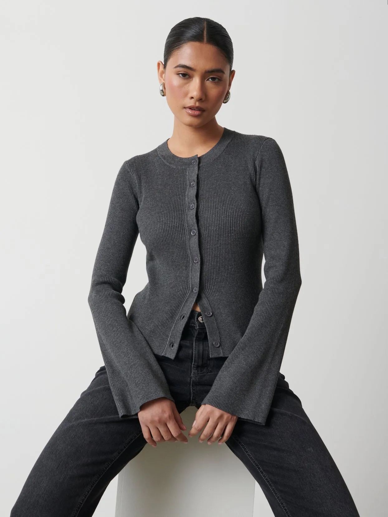 Lacey Button Down Top - Charcoal Grey sold by Pretty Lavish product image thumbnail 4